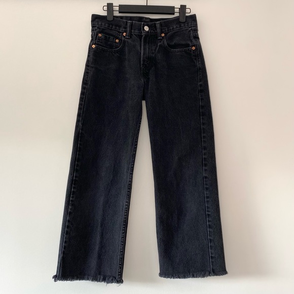 Levi's 550 Black Relaxed Fit Raw Hem Jeans Size 27 - Picture 2 of 16